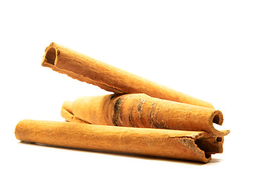 Image showing Long cinnamon on a white background with soft shadow