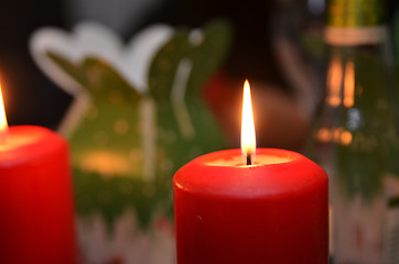 Image showing Christmas candle burning at night.
