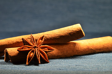 Image showing Cinnamon stick and star anise spice 