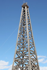 Image showing Old wooden oil rig.