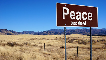 Image showing Peace brown road sign