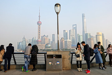 Image showing Pudong district view from The Bund waterfront area in Shanghai