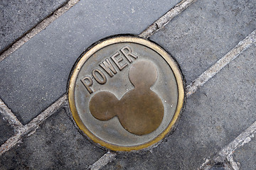 Image showing Power hole cover with Mickey Mouse imprinted