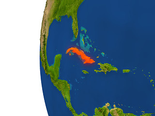 Image showing Cuba on globe