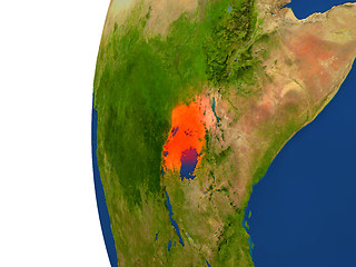 Image showing Uganda on globe