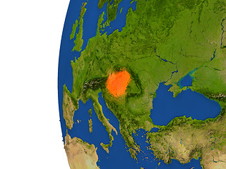 Image showing Hungary on globe