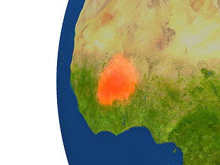 Image showing Burkina Faso on globe