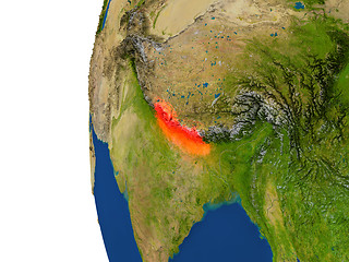 Image showing Nepal on globe