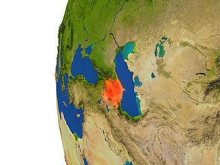 Image showing Azerbaijan on globe