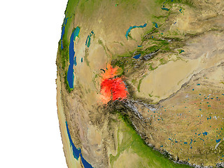 Image showing Tajikistan on globe