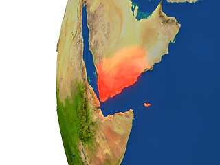 Image showing Yemen on globe