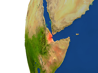 Image showing Djibouti on globe