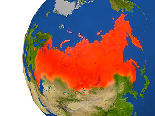 Image showing Russia on globe