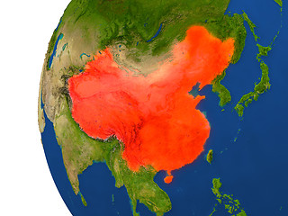Image showing China on globe