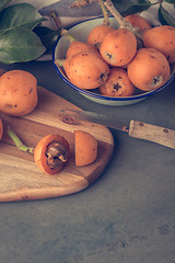 Image showing loquats on kitchen counter