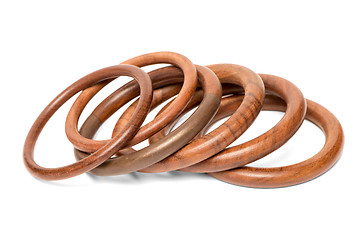 Image showing Wooden bracelets on white