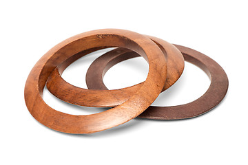 Image showing Wooden bracelets on white