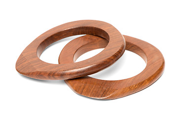 Image showing Wooden bracelets on white