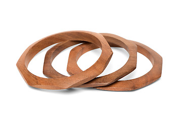 Image showing Wooden bracelets on white