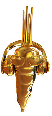 Image showing Gold carrot with sun glass and headphones front \