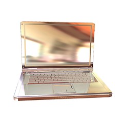Image showing Chrome, metallic laptop isolated on white background. 3d illustr