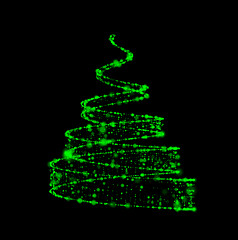 Image showing Christmas tree in the form of a ribbon with a hi-tech style