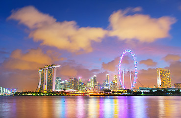 Image showing Skyline of Singapore at twilight