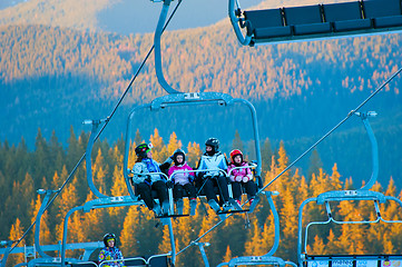 Image showing Family friends at ski resort