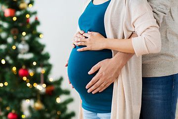 Image showing man and pregnant woman home at christmas