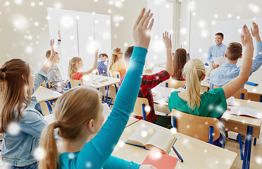 Image showing group of students and teacher with papers or tests