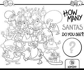 Image showing counting santas game coloring page