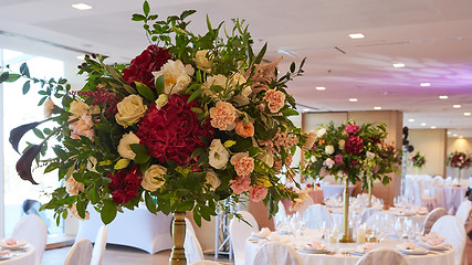 Image showing Table set for wedding or another catered event dinner.