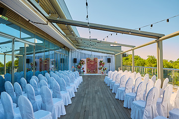 Image showing Arch for the wedding ceremony.