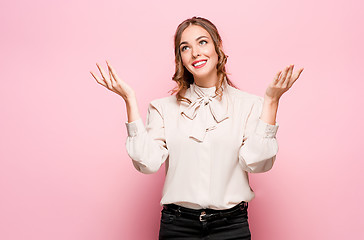 Image showing The young woman\'s portrait with happy emotions