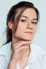 Image showing The young woman\'s portrait with thoughtful emotions