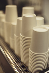 Image showing Stacked paper cups