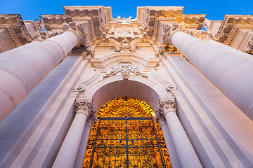 Image showing Entrance of the Syracuse baroque Cathedral in Sicily - Italy