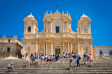 Image showing NOTO, ITALY - 21th June 2017: tourists in front of San Nicolò C