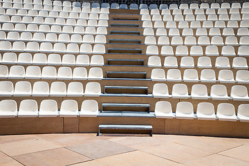 Image showing Rows of plastic seats