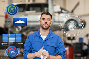 Image showing auto mechanic man or smith at car workshop