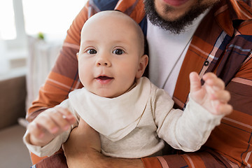 Image showing close up of happy little baby boy with father