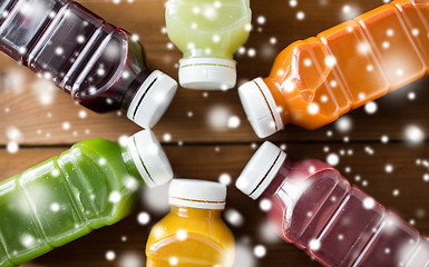 Image showing bottles with different fruit or vegetable juices