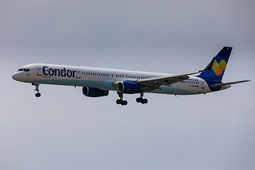 Image showing ARECIFE, SPAIN - APRIL, 16 2017: Boeing 757-300 of Condor with t
