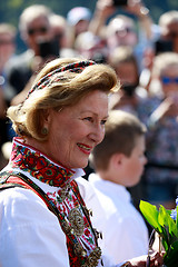 Image showing LOEN, NORWAY - MAY, 20 2017: Queen Sonja of Norway at the openin