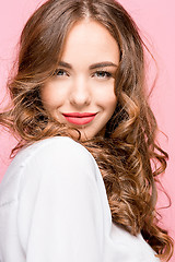 Image showing The young woman\'s portrait with happy emotions