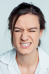 Image showing Portrait of young brunette feeling stress