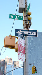 Image showing Street signs at West 37th Street and 10th Avenue