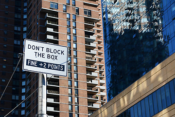 Image showing DON’T BLOCK THE BOX street sign in New York City