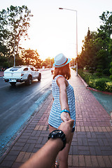 Image showing Couple walking in the city