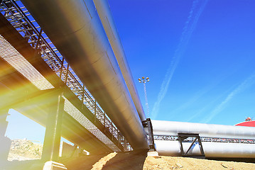 Image showing Pipes, tubes, smokestack at a power plant